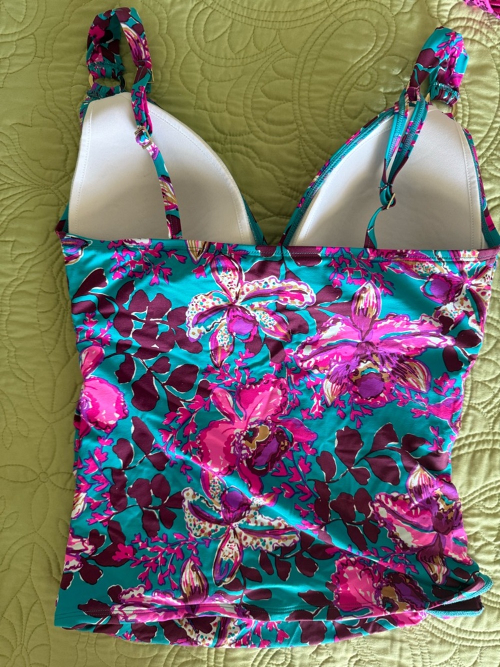 Lilly Pulitzer Pink & Teal Floral and Leopard Print Swim Set - Picture 3 of 7